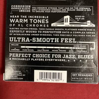D'Addario ECG23 flatwound XL Chromes 10-48 electric guitar strings triple pack image 2