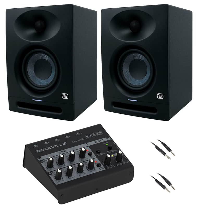 2) Presonus Eris Studio 4 Powered 4.5" Studio Monitor Speakers+Mixer w/Interface image 1
