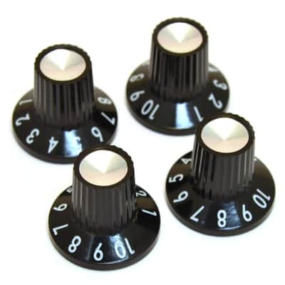 Fender Black-Silver Skirted 1-10 Push-On Amplifier Knobs 180 DEG 0054419049 image 4