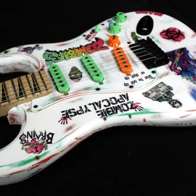 Custom Painted and Upgraded Fender Squier Strat - Aged and Worn With Graphics and Matching Headstock image 17
