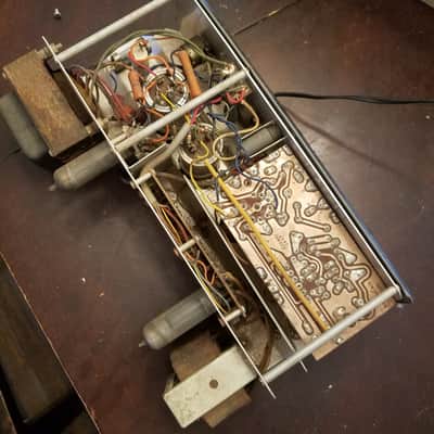Knight 18-Watt hi-fi amplifier mixer mono tube 83-YX-797 and kit build instructions 1959 - Silver face tan wrinkled paint body image 7