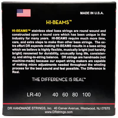 Hi Beam Nickel Plated bass guitar Light 40-100 DR Strings image 3