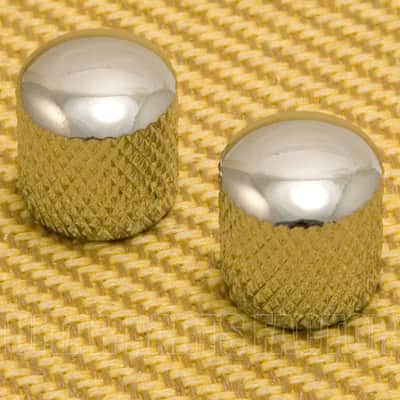 MK-PRESS-010 (2) Chrome Press-on Dome Knobs For Split Shaft Guitar/Bass