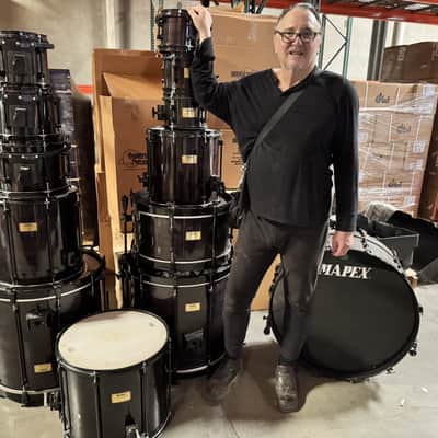 Terry Bozzio's -1990s Custom Made Mapex U.S. Maple 13-Piece Kit - Transparent Black Lacquer image 1