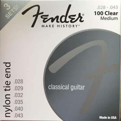 3-PACK Fender 100 Clear Nylon Tie End Classical Guitar Strings - MEDIUM 28-43 image 3