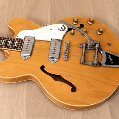 1999 Epiphone Casino Hollowbody Guitar Natural w/ 1 11/16" Nut, Bigsby B7 & Case, Peerless image 11