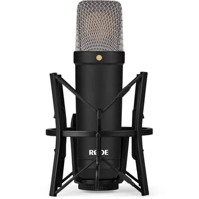 Rode NT1 Signature Series Black Large-Diaphragm Cardioid Condenser Microphone Home Studio Recording Bundle with Rode Ai-1 USB-C Audio Interface and On-Stage MS7701B Euro Boom Tripod Microphone Stand image 3