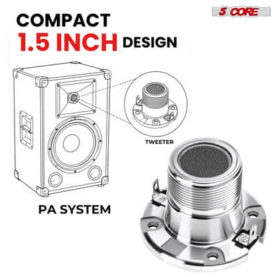 5 Core 1.5 Inch Super Tweeter 250W 8Ohm Pro Audio Aluminum Replacement Neodymium Bullet Horn image 8