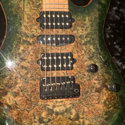 Suhr Custom modern s waterfall burl maple top black limba body image 11