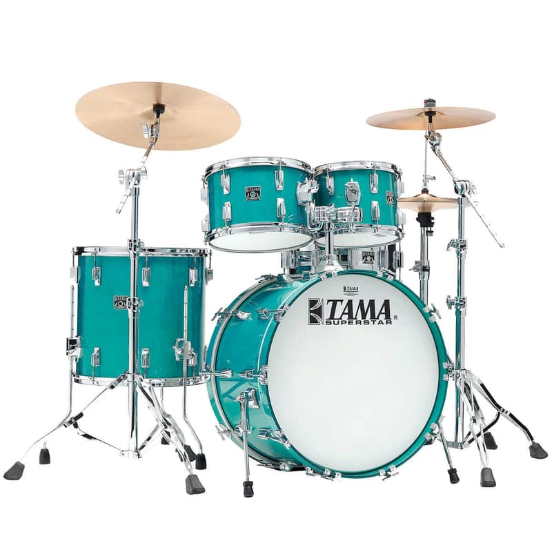 Mint Tama 50th Anniversary Superstar Reissue 4pc Drum Set Aqua Marine image 1