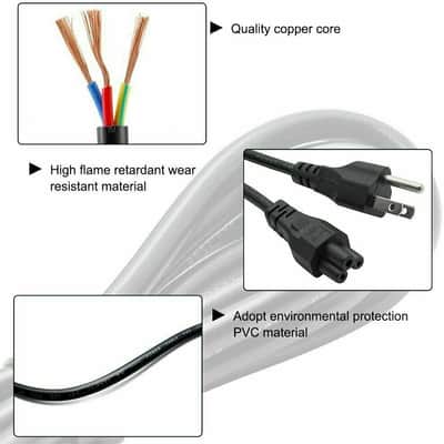 5 Core Power Cord AC Power Cord 3 Prong Replacement for LCD Computer Monitor Premium Quality Copper Wire 10 feet PL 1002 40PCS image 8