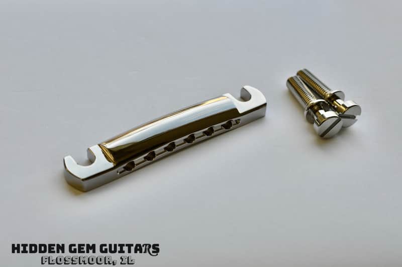 New! Gibson OEM Stoptail Tailpiece with Studs Nickel Finish fits Les Paul Standard, ES-335, SG Standard Stop Tail image 1