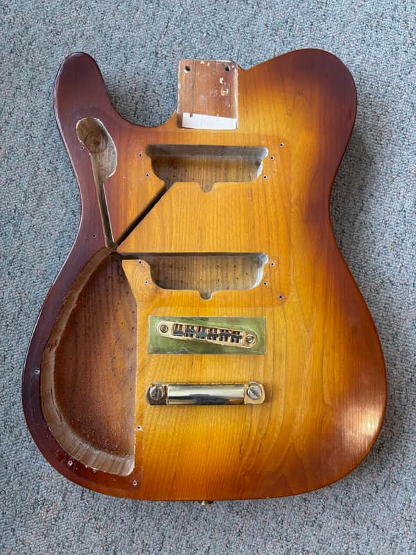 Aftermarket Left Handed Telecaster style Body Siena Burst with Japanese Greco Tokai Stop Tailpiece and Bridge image 1