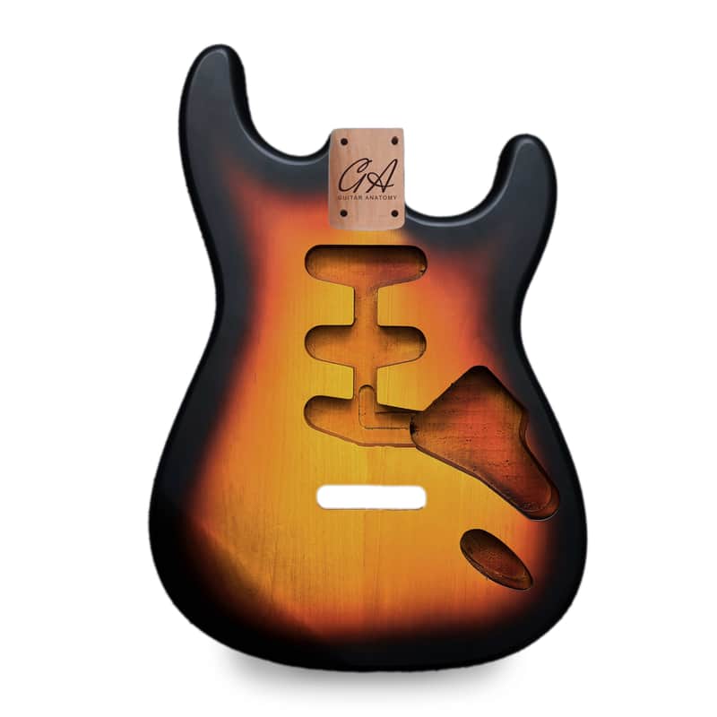 Stratocaster Guitar Body SSS – Sunburst Nitro Satin – 2-Piece American Alder image 1