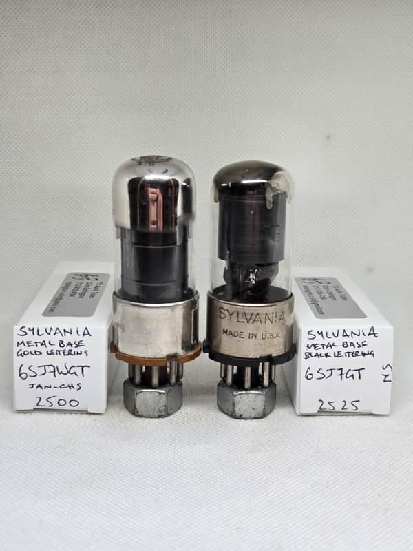 Sylvania JAN 6SJ7WGT Metal Base Almost Perfectly Matched (0.9%) Pair NOS VT116 CV 3699 6SJ7 image 1