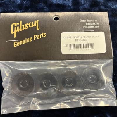 Gibson Top Hat Knobs 4-Pack - Black and Silver - NEW image 2