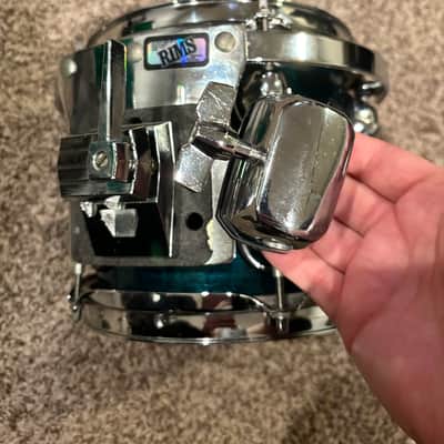 Premier Genista birch 8x8? mounted tom drum with RIMS 1990s UK Turquoise image 4