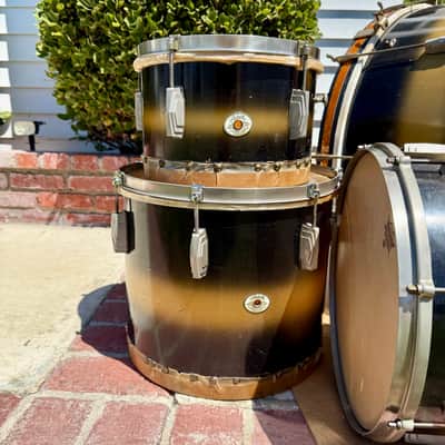 Ludwig & Ludwig Swing Session Drum Outfit 1940’s - Black and gold duco lacquer 11/14/26 & matching snare image 2