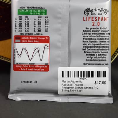 Martin Authentic Acoustic Lifespan 2.0 Phosphor Bronze Strings - 12-String Extra Light (.010 - .47) image 3