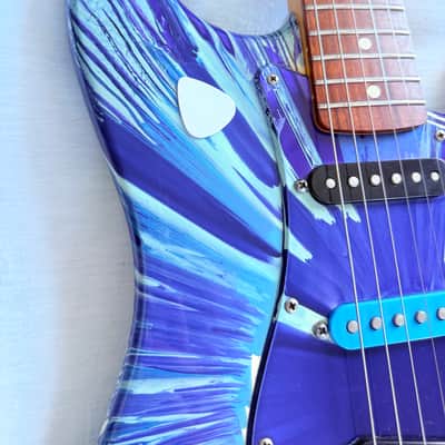Fender FSR "Splattercaster" Standard Splatter Stratocaster with Rosewood Fretboard 2003 - 2004 - Violet, Daphne, Agave, Lake Placid, and Midnight Blue Swirl over Olympic White image 12