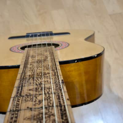 Fretless 3/4 Sized Classical Guitar with Pyrography Neck image 10