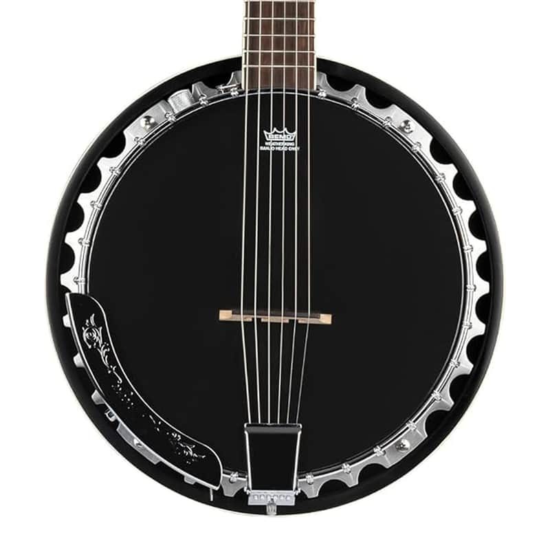 Ortega Guitars OBJE350/6-SBK Raven Series Guitar-Banjo - Black