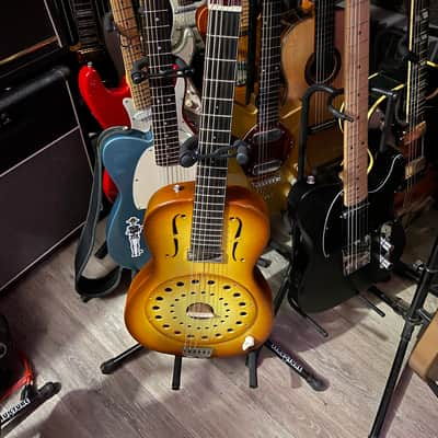 Daddy Mojo wooden electric dobro resonator guitar - desert sunburst image 1