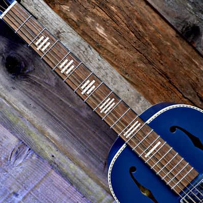 Recording King RPH-R2 Dirty 30s Single 0 Resonator - A/E - Matte Blue w/ Gig Bag image 12
