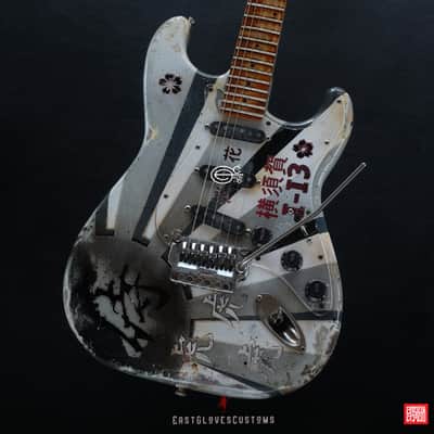 Fender Stratocaster Floyd Rose MXY-7 Ohka Cherry Blossom Kamikaze V3 in White Aged Relic (Rare 1of1) image 11