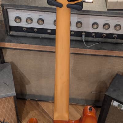 Warmoth Jazz Bass Fretless - Orange Burst w/ Flame Maple top image 9