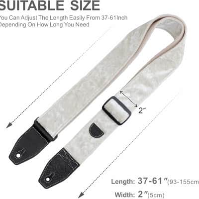 Guitar Strap 2 inch Velvet Guitar Straps with Full Grain Leather End, for Bass Electric and Acoustic Guitars, Free Strap Button, 2 Strap Locks and 4 Guitar Picks image 4