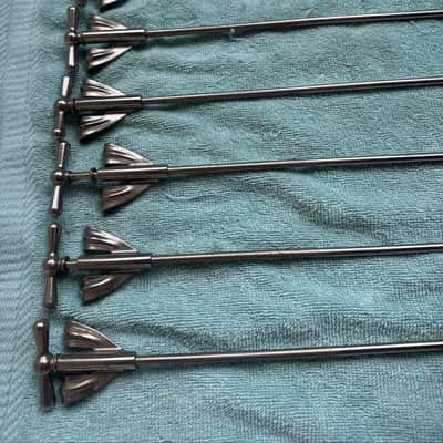Ludwig 8 Bass Drum Bow Tie Tension Rods and Claws - Transition Badge era 50s 60s - Nickel image 3