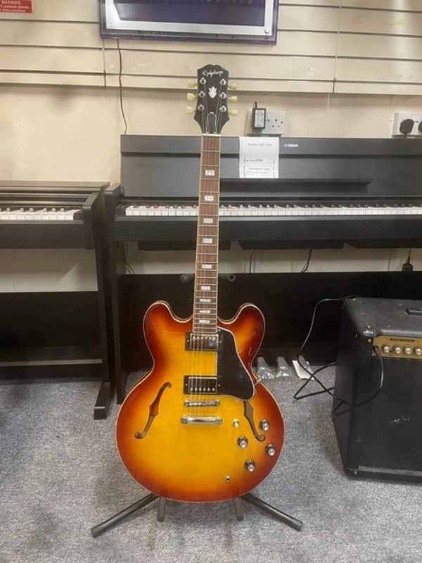 Epiphone ES-335 Figured Electric Guitar Raspberry Tea Burst Ex Display image 1