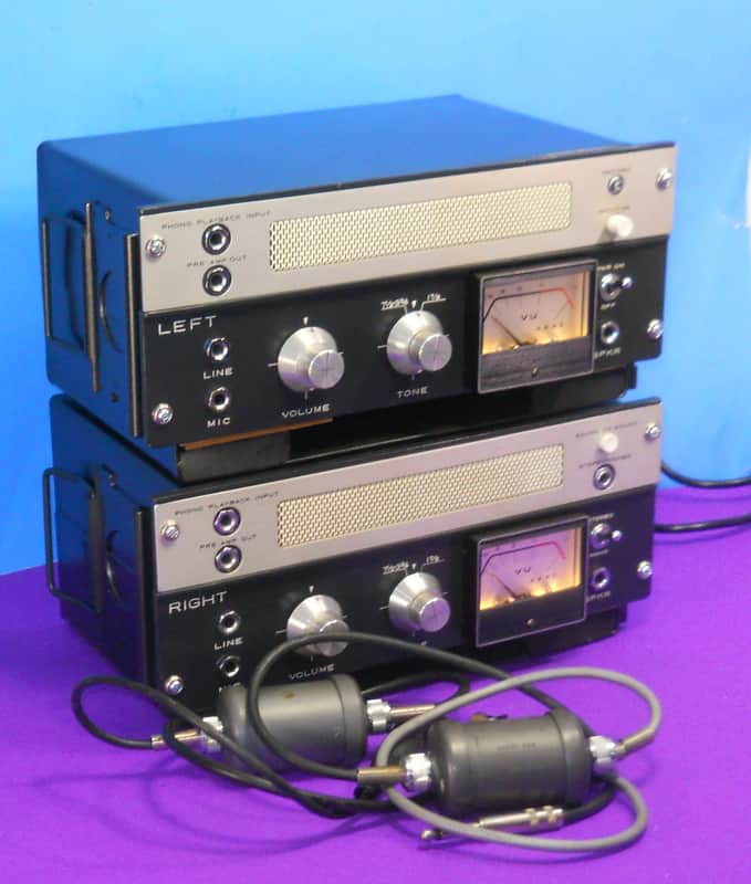 Available APRIL 1 26- Matched Pair AKAI 2 M-8 Tube Mic Pre Tube Direct In Vint.Mic Trans & Custom Case image 1