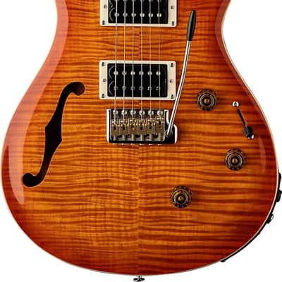 PRS SE Custom 24 Piezo Semi-Hollow Electric Guitar, Rosewood Fingerboard, Vintage Sunburst image 2