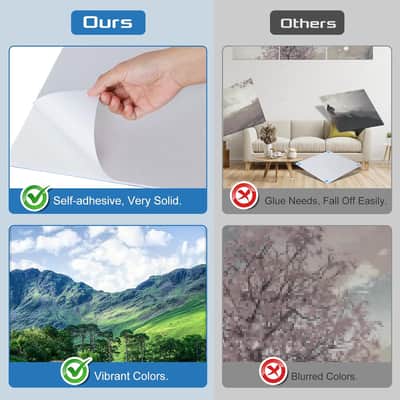 Decorative Acoustic Panels 8 Pack, 48"X32" Large Sound Absorbing Wall Art Panels, Self-Adhesive Sound Proof Foam Panels For Bedroom, Home Theater, Studio, Office - Green Landscape image 6
