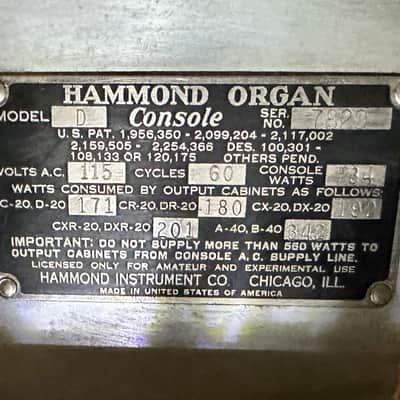 Hammond D Organ circa 1942 with Leslie 122 Speaker circa 1975- Mahogany image 10