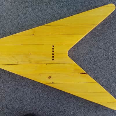Guitar Body Flying V/Telecaster Hybrid Style Nitro Finish Pinecaster Nomoonlaser Pickguard Included image 3