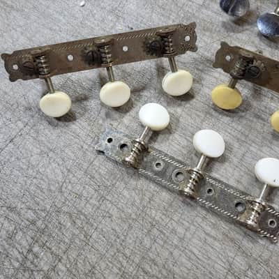 Pile of Vintage RARE 1960's Teisco Kay Japan 5 3x3 plates and One 6 on a plate Guitar Tuners Luthier Parts #4 image 3