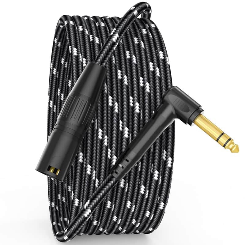 1/4 TRS Right Angle to XLR Male Audio Cable, 10ft 3-pin XLR Male Balanced Audio Cable for Mixer, Microphone, Studio, Stage Equipment, Reliable Connection for Clear Sound image 1