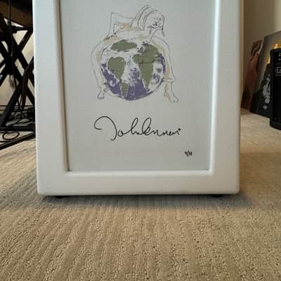 Fargen Fargen Amps FJLA John Lennon Limited Edition Artist 15W 1x12 Tube Guitar Combo 2012 - White with licensed print of John Lennon art image 1