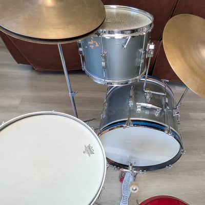 Ludwig Keystone Badge Drum Kit Late 1960's - Blue sparkle with Avedis Zildjian Old‑Stamp Cymbals image 2
