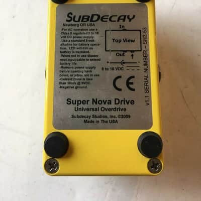 Subdecay Super Nova Drive V1 Class A Overdrive Rare Yellow Guitar Effect Pedal image 6