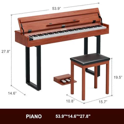 88 Key Weighted Keyboard Piano with Thick Triangular Metal Stand Beginner Digital Piano Full Size Heavy Hammer Weighted Action Electric Piano Keyboard with Bluetooth & MIDI Black image 6