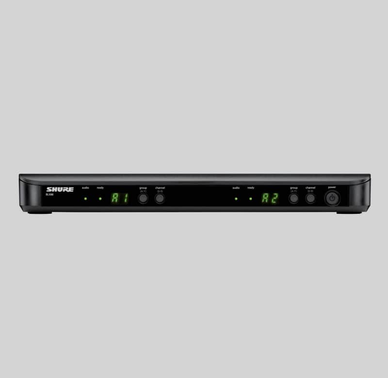 Shure BLX88 Dual Channel Wireless Receiver with Frequency QuickScan, Audio Status Indicator LED, XLR and 1/4-inch Outputs - for use with BLX Wireless Systems (Transmitters Sold Separately) | H11 Band image 1