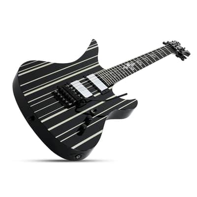 Schecter Synyster Gates Signature Custom Floyd Rose - Ebony Fingerboard, Gloss Black w/Silver Pin Stripes image 4