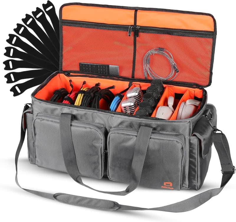 Heavy Duty - DJ Cable Bag Organizer with Detachable Dividers – Travel Gig Bag – Case for Equipment - Music Equipment & Accessories - Heavy Duty Exterior & Padded Nylon Interior image 1