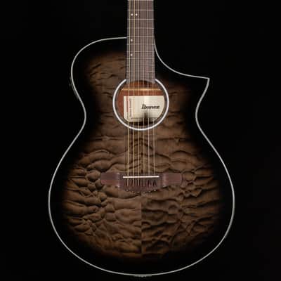 Ibanez AEWC16QA Acoustic Electric Guitar Trans Black Sunburst (776) image 3