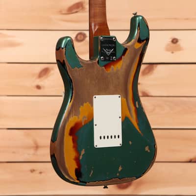 Fender Custom Shop Limited Roasted 1961 Stratocaster Super Heavy Relic - Aged Sherwood Green Metallic over 3 Color Sunburst-CZ563982 image 6