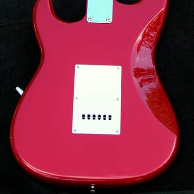 Metallic Red Stratocaster + Custom Maple Neck + SSH Pickup Configuration + Aged Pearl Guard+ Bridge Humbucker-7-Sound-Switching + Working Bridge Tone +TB Circuit+ Kluson Style Tuners w/Low Action+ Leveled, Crowned and Polished Frets! image 4